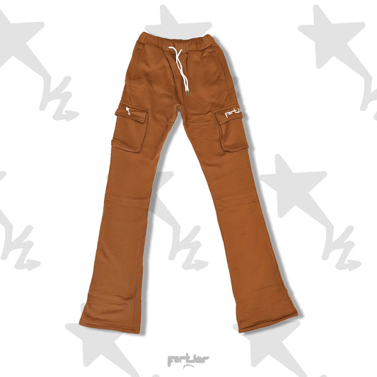 Star K Fortier Germane Stacked Flared Cargo Pants (Brown)
