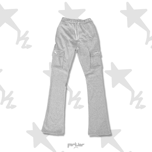 Star K Fortier Germane Stacked Flared Cargo Pants (Gray)