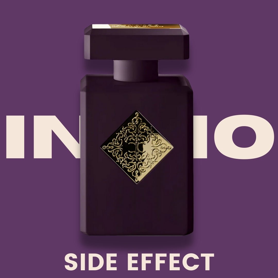 Initio Parfums Prives Side Effect Eau de Parfum bottle, front view in purple background