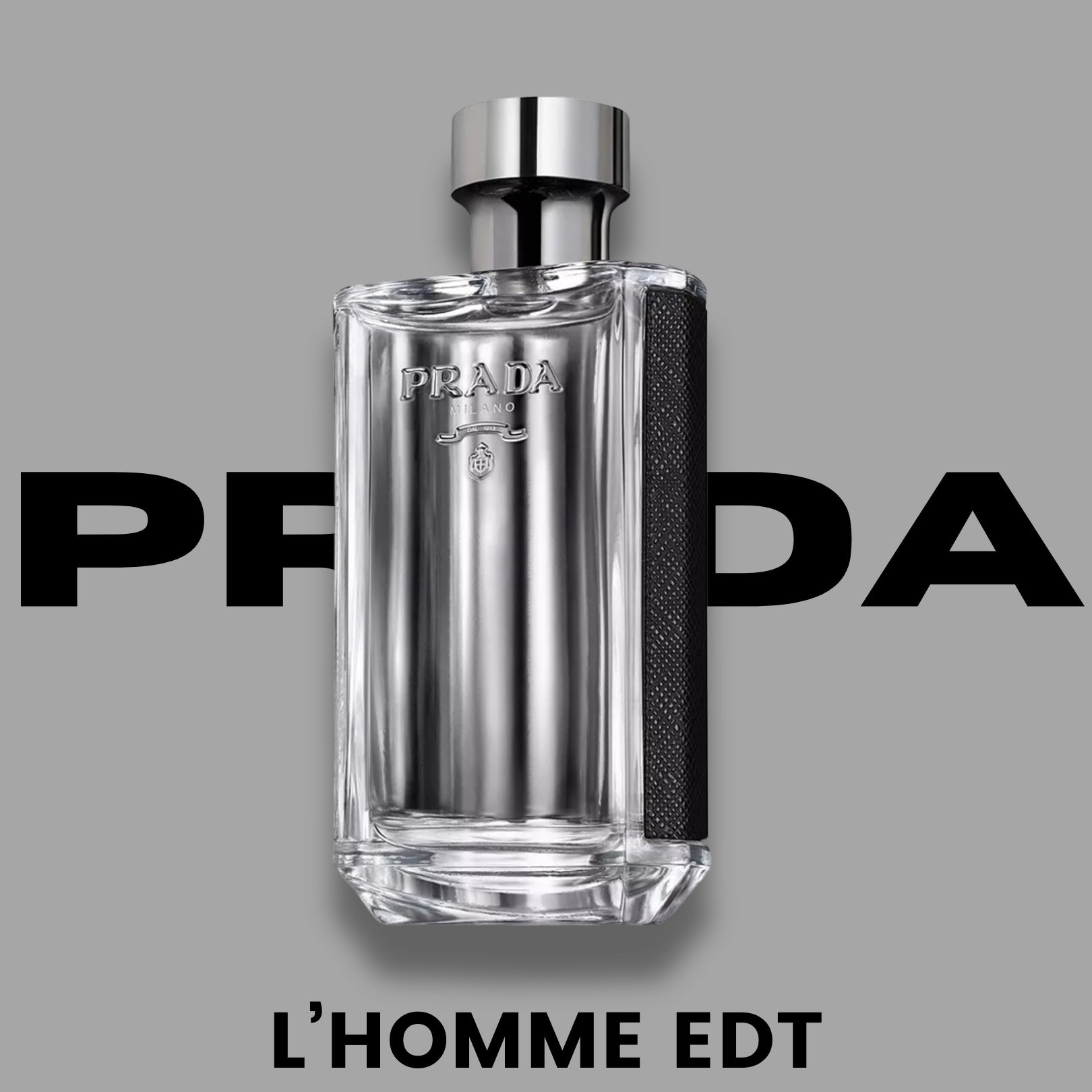 Front view of Prada L'Homme Eau de Toilette, in grey background